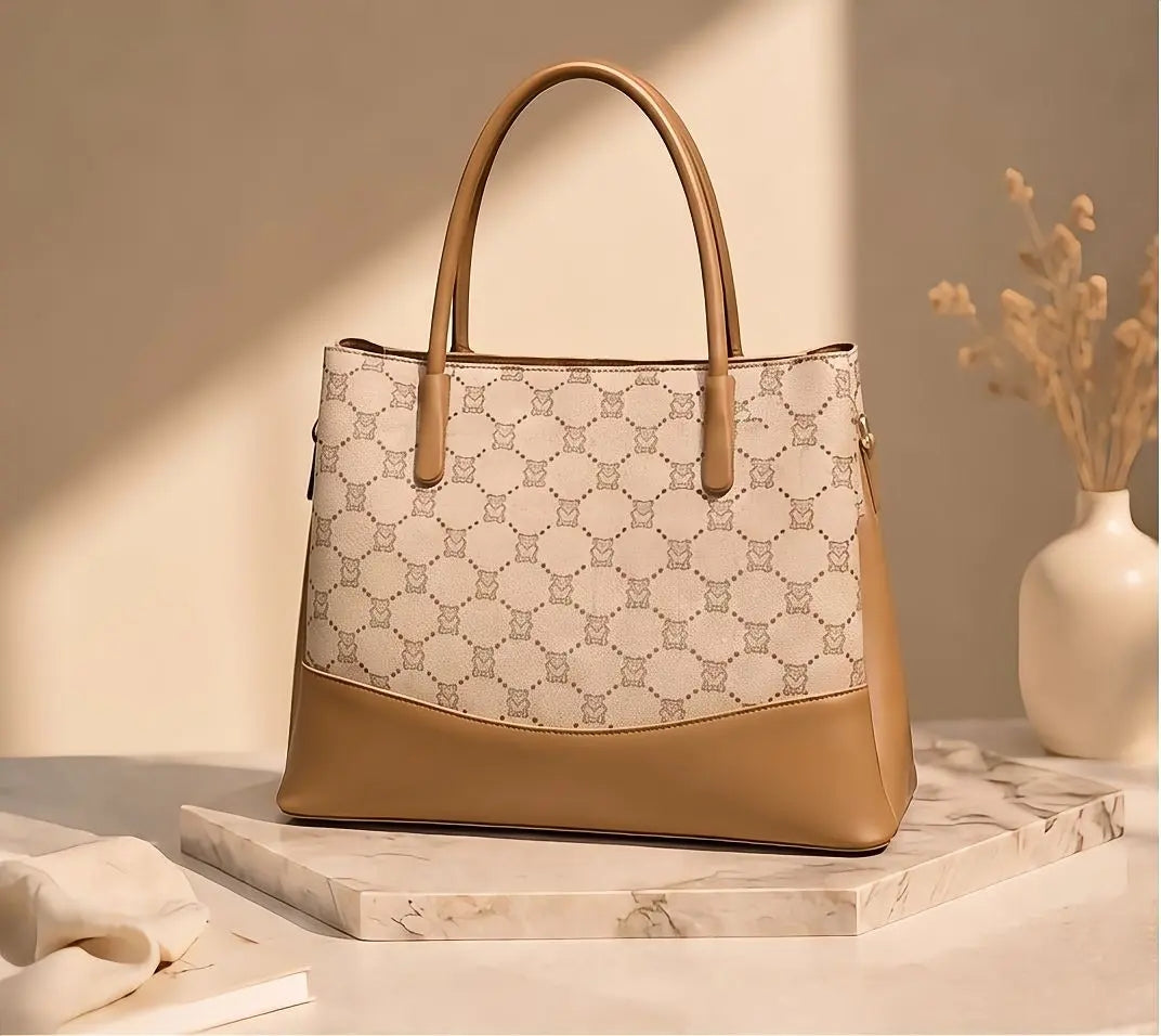 The spacious two-tone tote designed