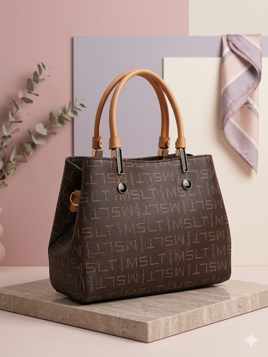 Letter-Print Satchel Tote bag