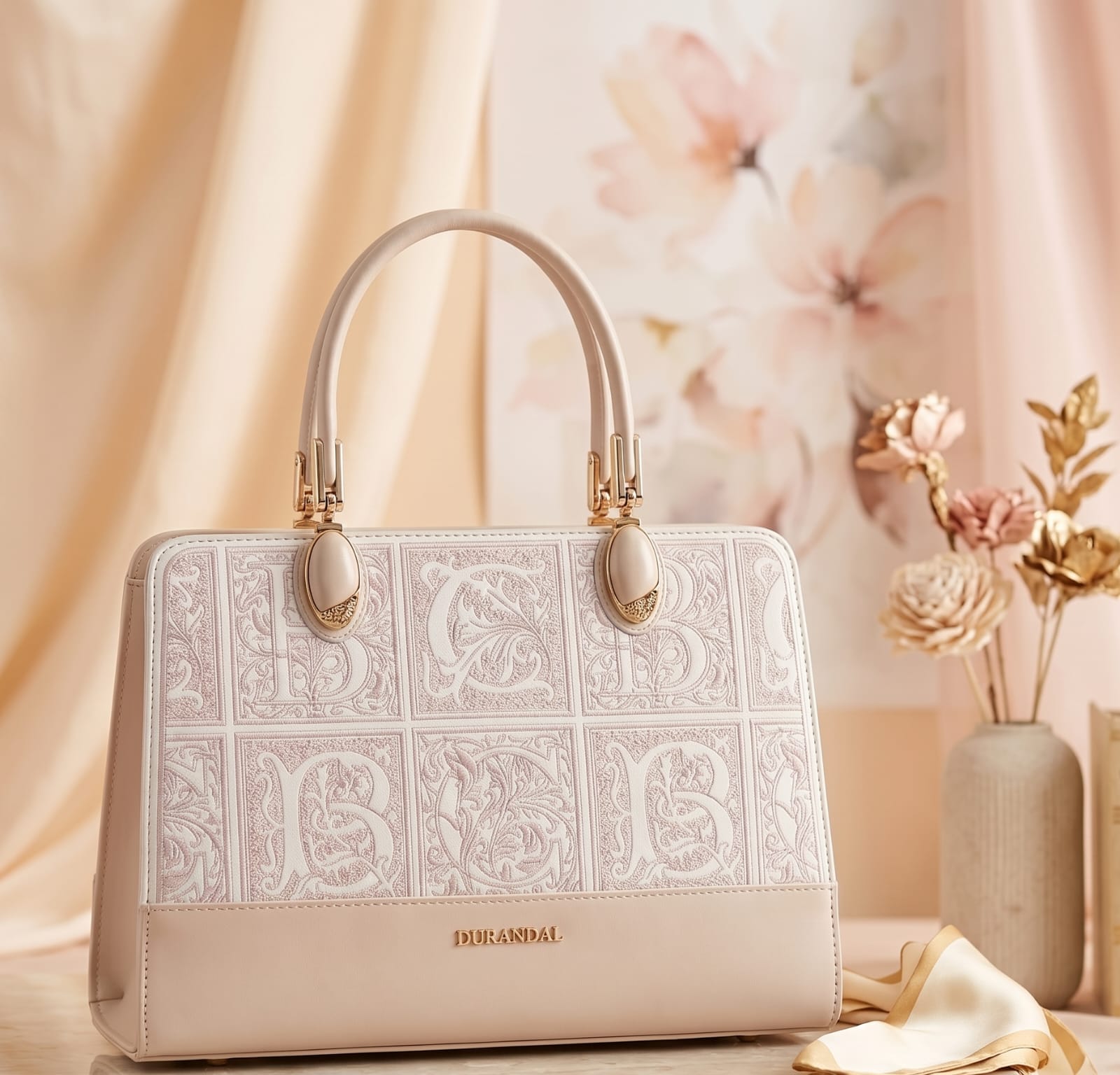 Durandal Embossed Floral Tote Handbag