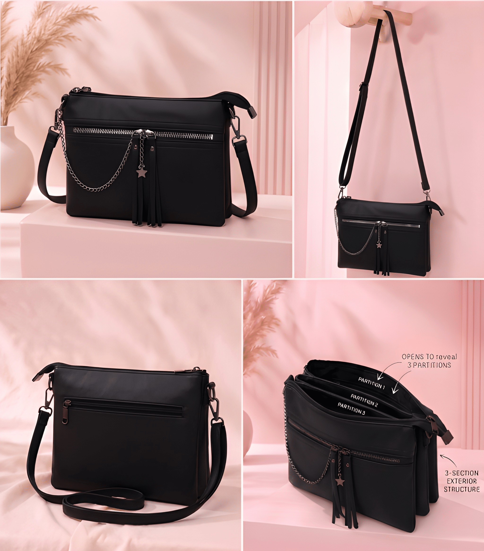 The Star-Charmed Multi-Pocket Crossbody bag.